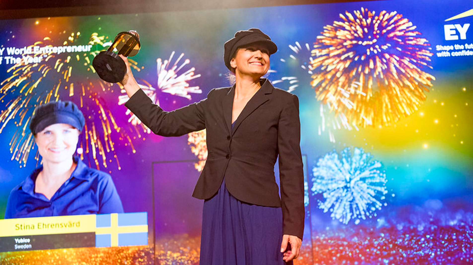 Stina Ehrensvärd på prisutdelningen i Monaco. 