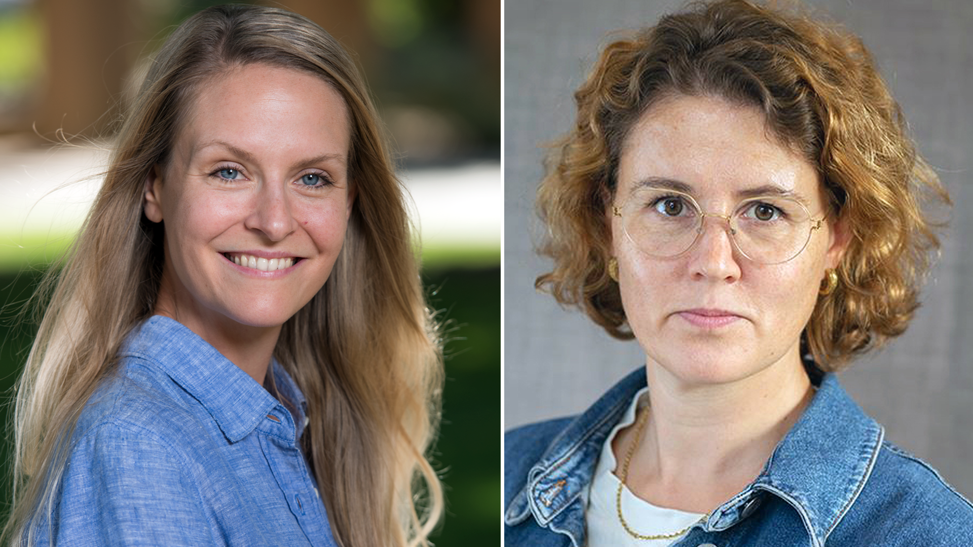 Två porträttfoton av kvinnor