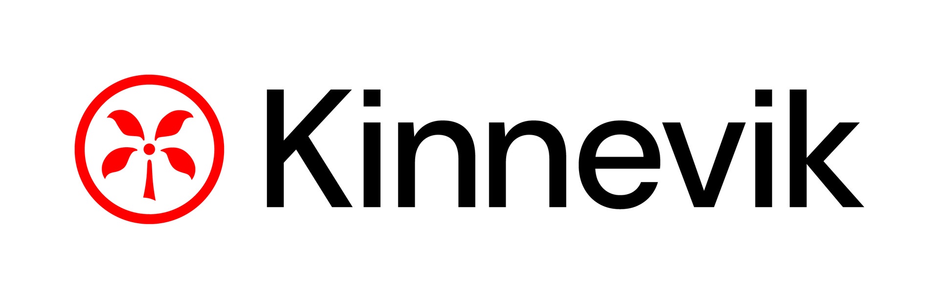 Kinneviks logotyp: en röd cirkel med en stiliserad palm bredvid ordet Kinnevik i svart text.