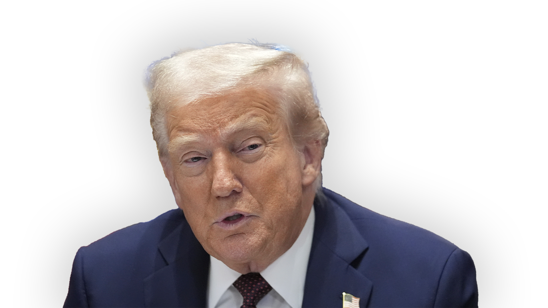 Frilagd bild av Donald trump i blå kostym.