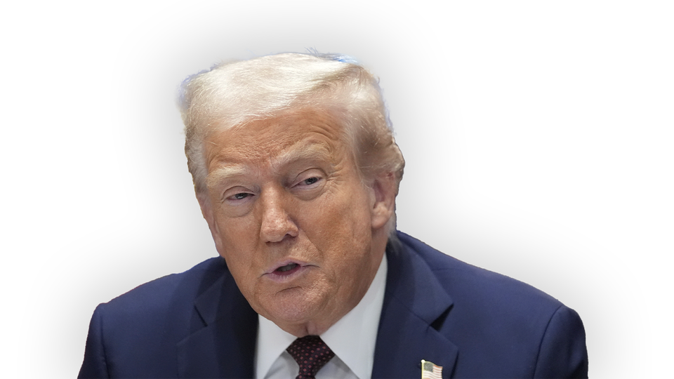 Frilagd bild av Donald trump i blå kostym.