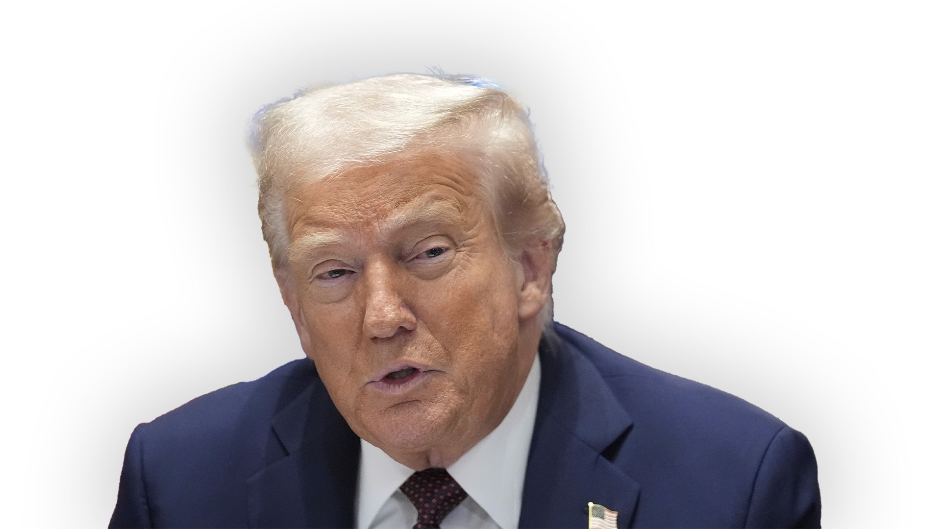 Frilagd bild av Donald trump i blå kostym.