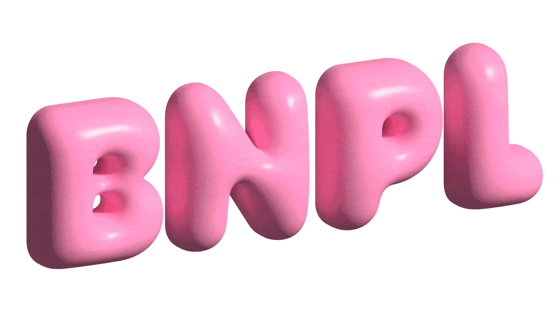 Rosa 3D-bokstäver som bildar texten BNPL