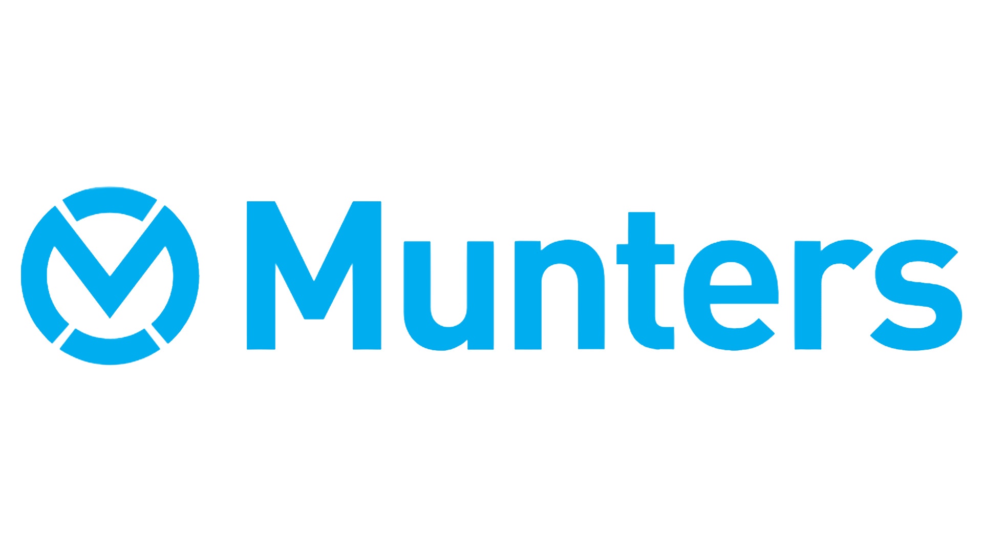 Skylt med Munters blå logotyp och texten "Your Perfect Climate" på en vit bakgrund.