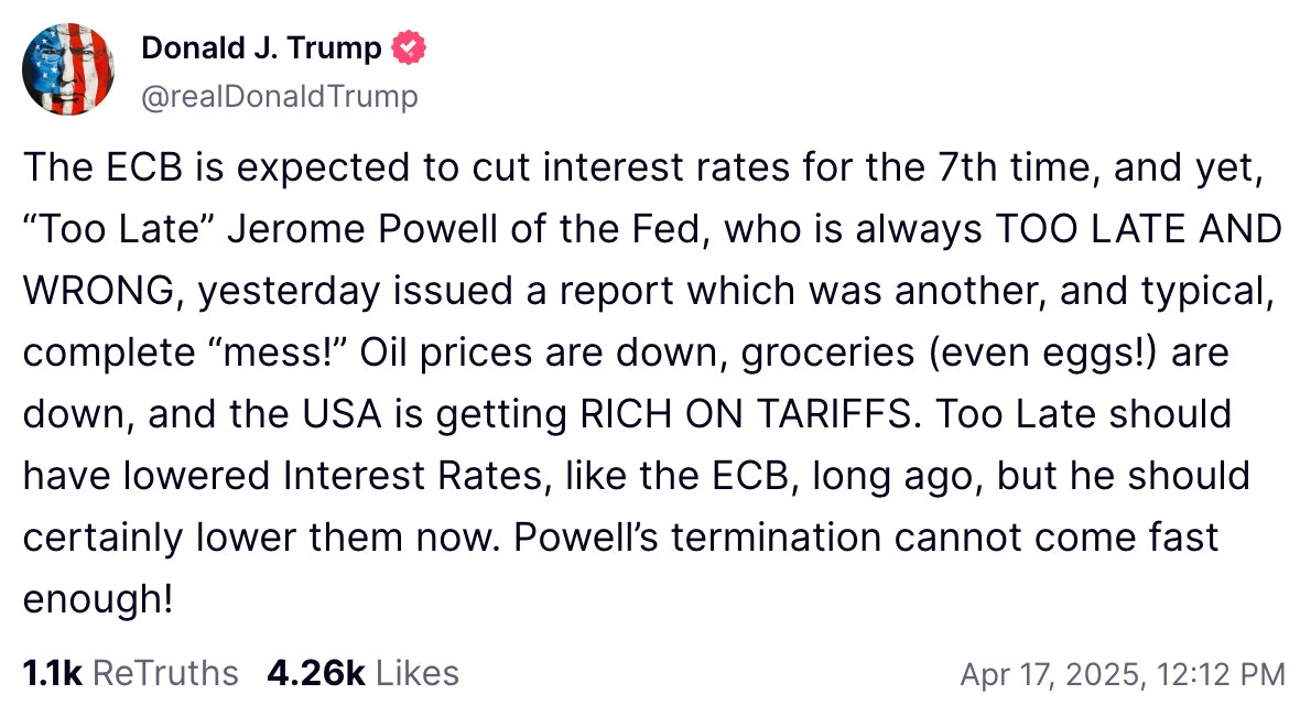 Trump om Powell