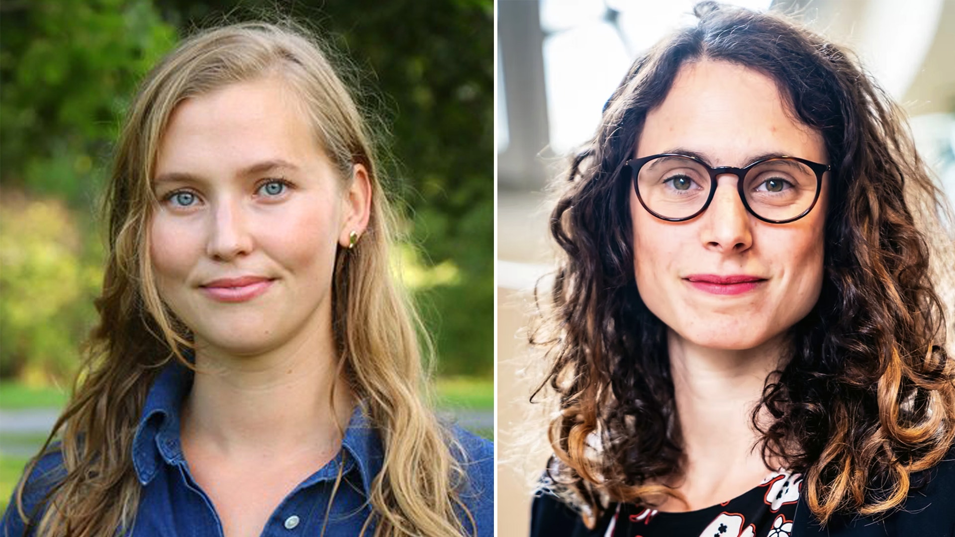 Två porträttfoton av kvinnor visade sida vid sida