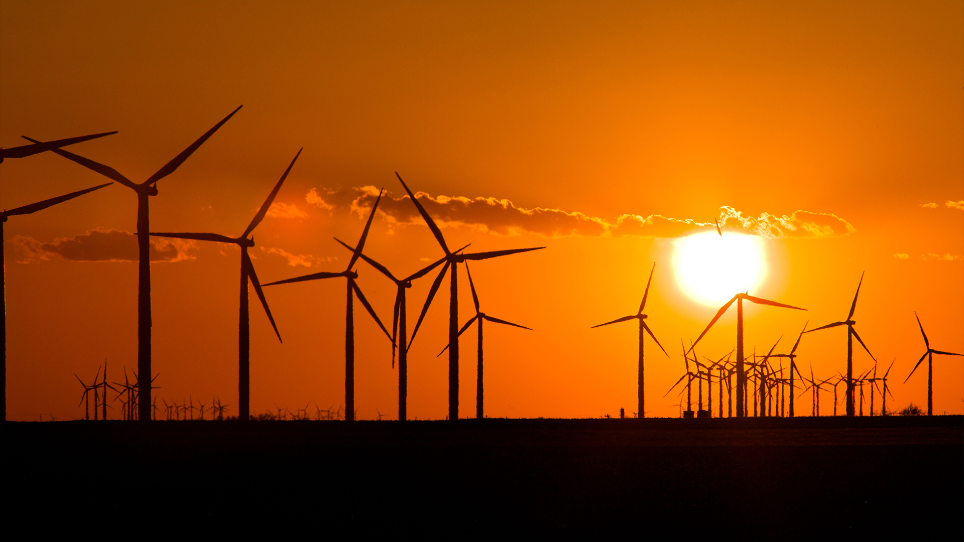 Vindkraftverk el solnedgång