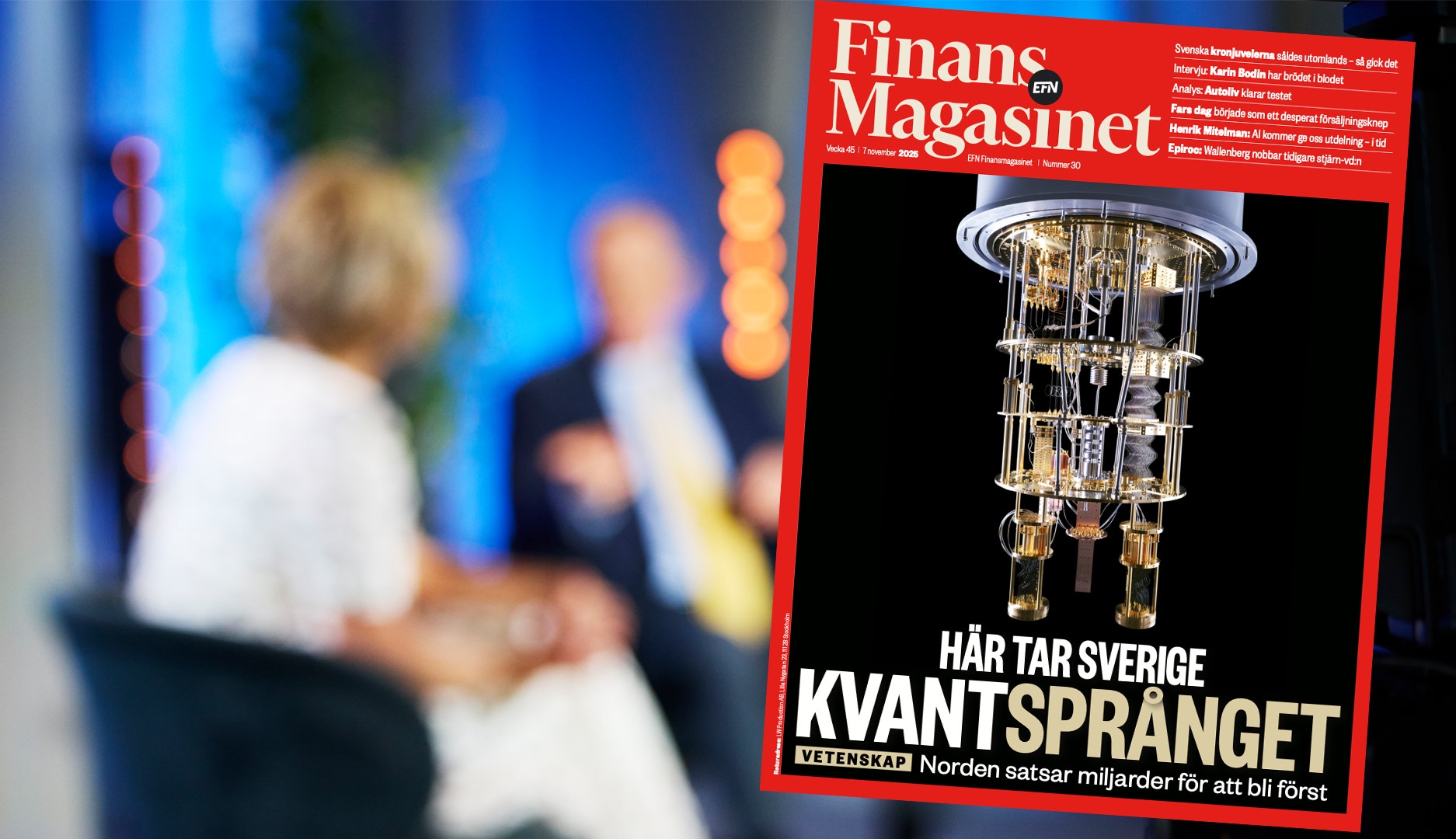 Omslag av FinansMagasinet med rubrik om Sveriges kvantsprång.