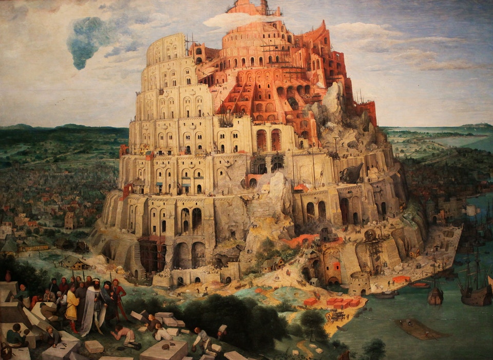 Illiustrationen Babels torn (1563) av Pieter Bruegel.